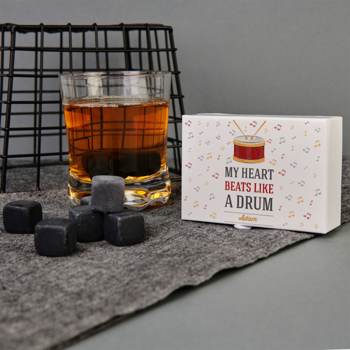 My heart beats like a drum - Kamienie do whisky z nadrukiem